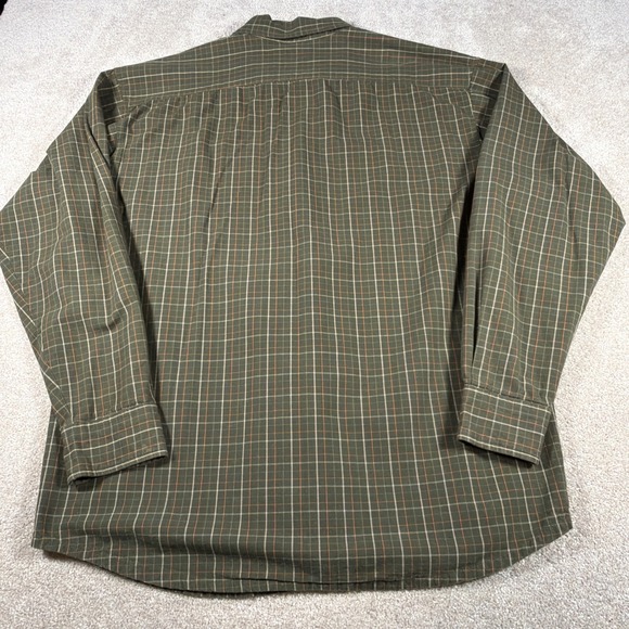 Adirondack Mens Long Sleeve Button Up Shirt Large Green Checkered Cotton - Picture 2 of 7